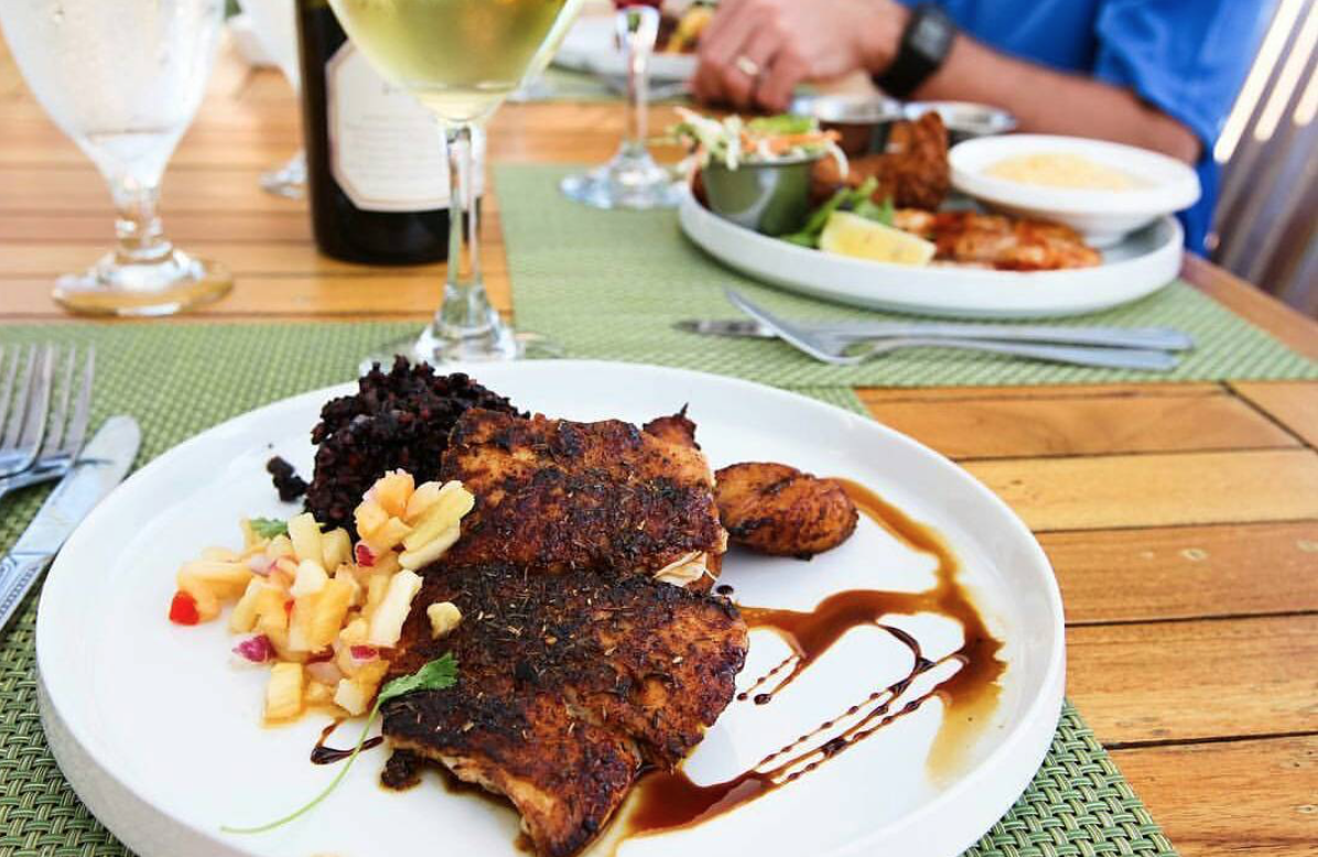 Jerk crusted Gulf snapper at George's at Alys Beach! Photo from Lee @dosaygive (Instagram)