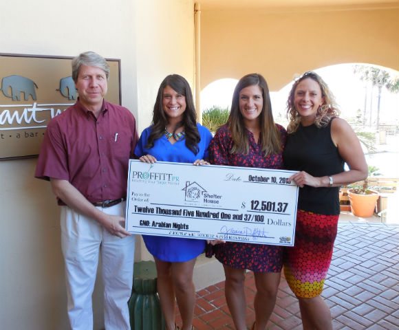 L to R: Tom Rice (Owner, Elephant Walk), Jessica Proffitt (President, Proffitt PR), Whitney Ladwig (VP, Proffitt PR), and Michelle Sperzel (Executive Director, Shelter House)