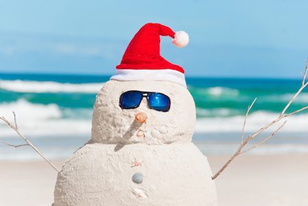 sand snowman santa hat