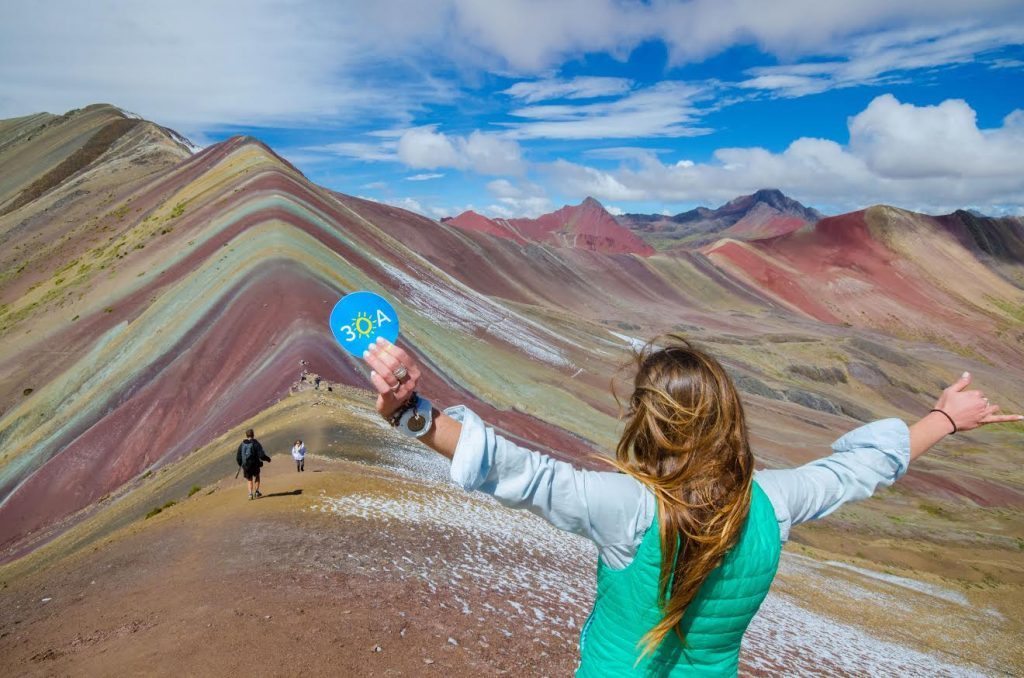 In the Rainbow Mountains in Peru. Photo by Flashpacker Connect guide service.