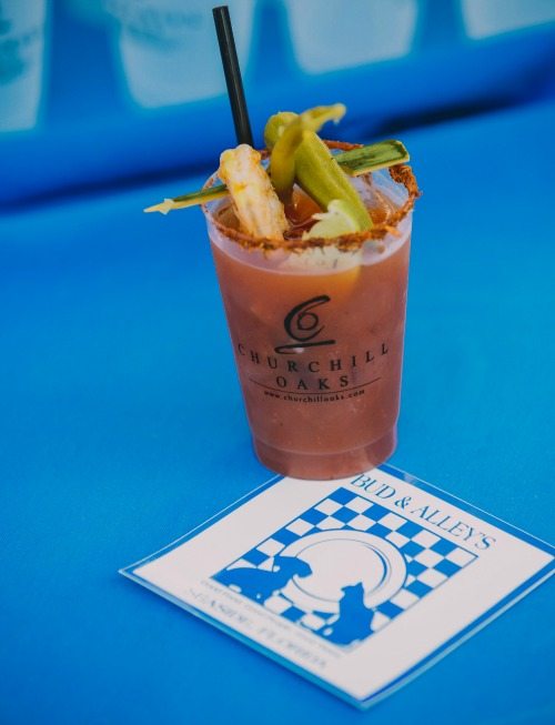 Bud & Alley’s award-winning Bloody Mary features the restaurant’s house-made signature Bloody Mary mix garnished with Cherrywood smoked bacon, spicy gulf shrimp, spicy pickled bean and a pickled okra.