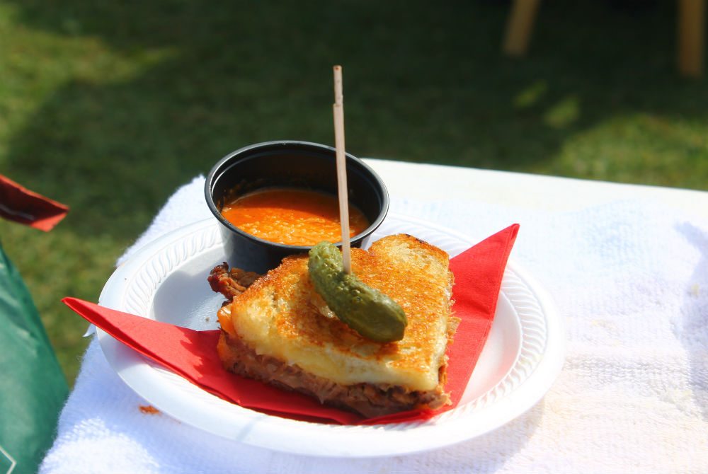 The winning dish by Indyne Cook Team - a grilled cheese brisket with smoked tomato soup.