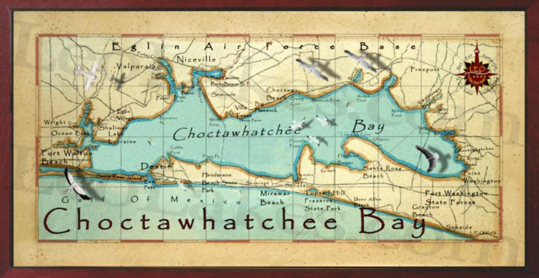 Choctawhatchee Bay Vintage Style Map 768x396 1 