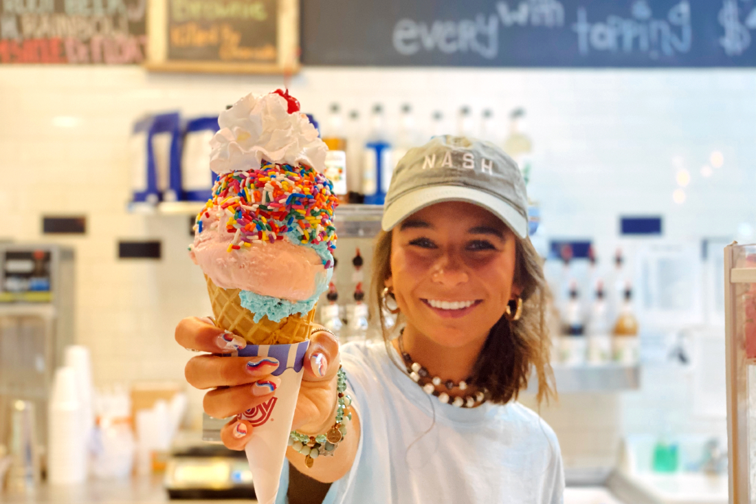 Ice cream cones with toppings from Sugar Shack in Rosemary Beach