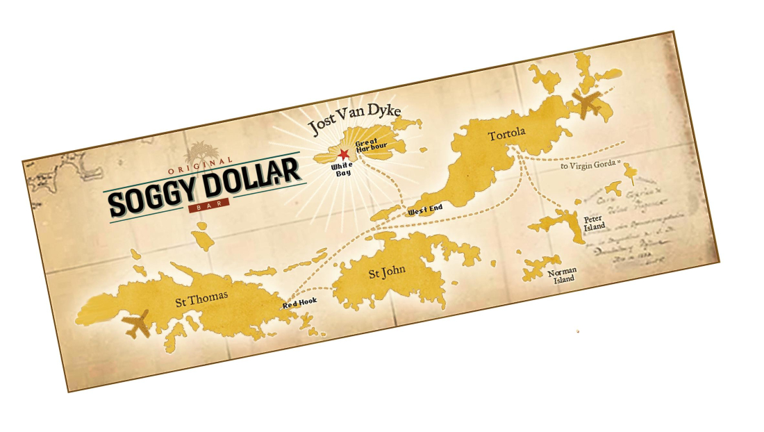 Soggy Dollar map in Jost Van Dyke