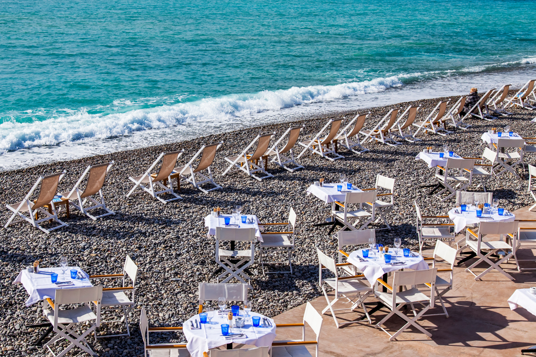 Pebble beach in Nice, France