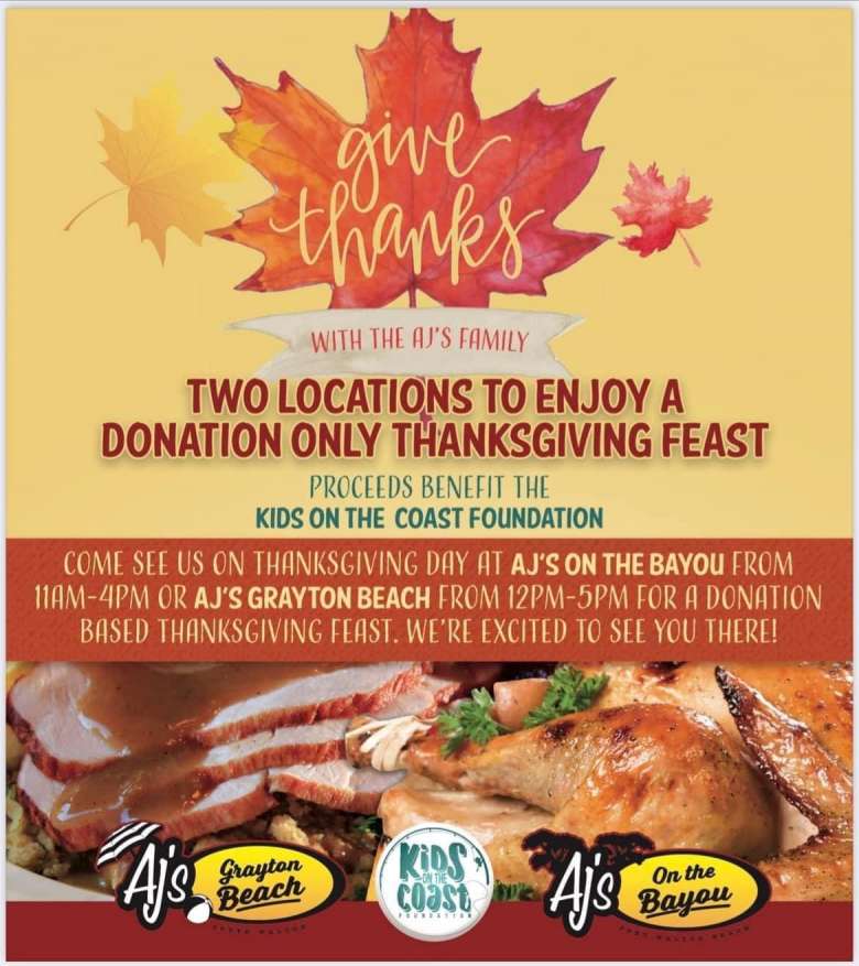 AJ's Grayton Beach Community Thanksgiving Feast - 30A