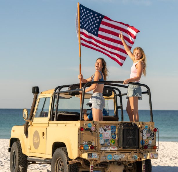 Family enjoying a beach day together at Grayton Beach