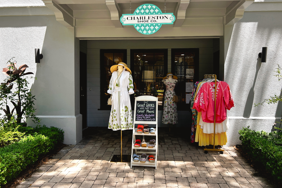 Charleston Shoe Co storefront in Seaside's Ruskin Place