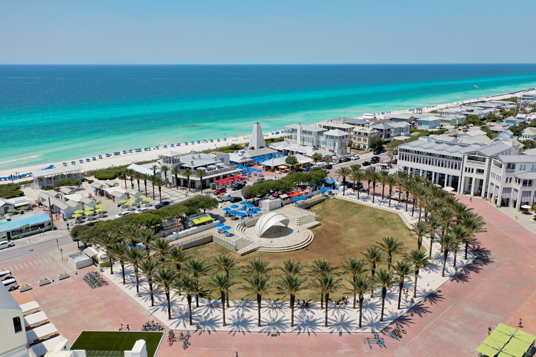 Coastal town scenery in Seaside along the Gulf Coast